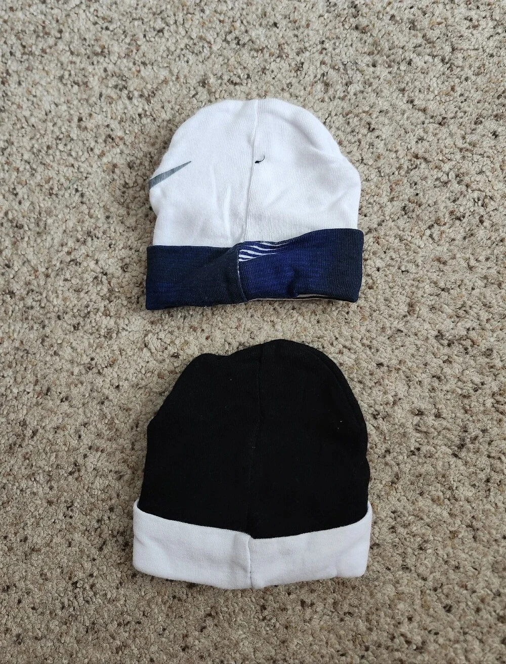 Nike Kids 2-Pack Beanie Hats in White, Black and Navy